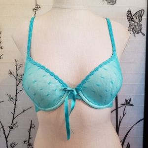 [Cabernet] Turquoise Mesh Polka Dot T-Shirt Bra